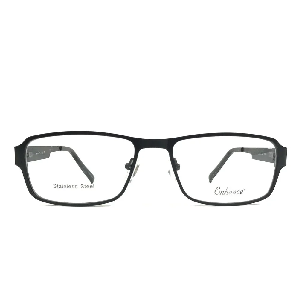 Enhance Eyeglasses Frames 4185 SBK Satin Black Rectangle Full Rim 54-17-140
